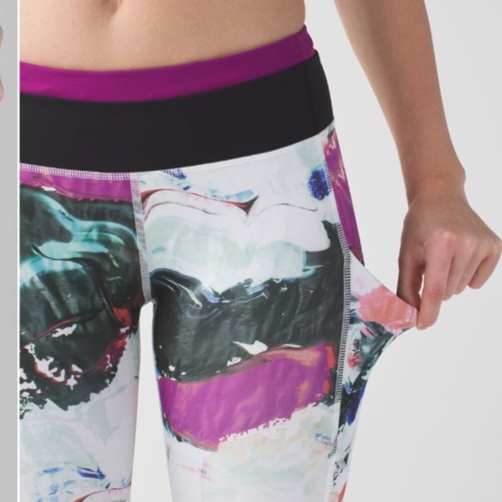 Lululemon Speed Tight III *All Full-On Lux. Pigment Wave Multi / Blk/ Regal plum